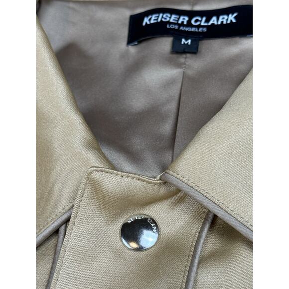 Keiser Clark Silky Copper Satin Trucker Jacket Size Medium Retail $550 - Picture 9 of 15